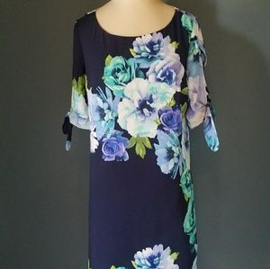 Eliza J floral shift dress blue purple